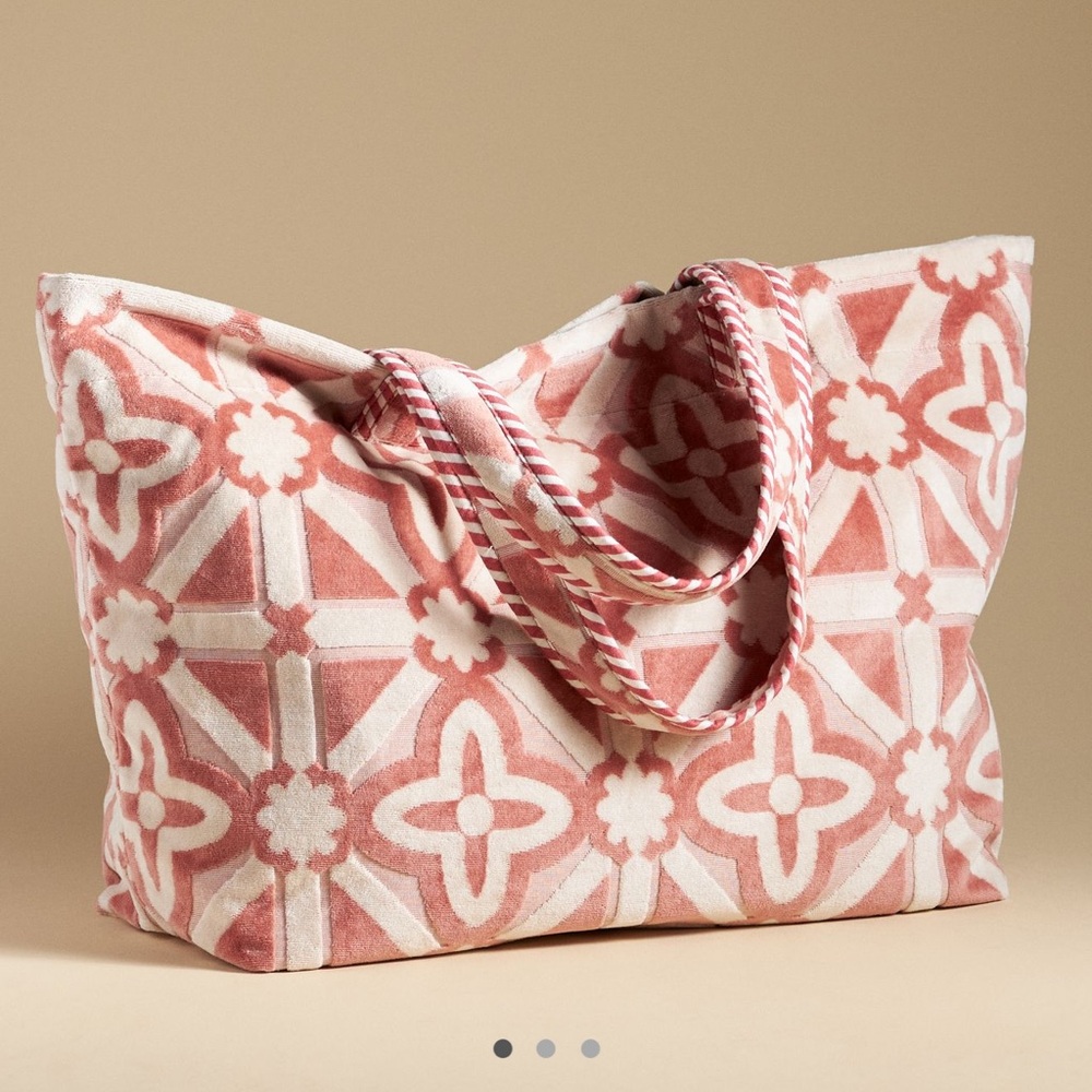 Anthropologie Velvet Traveler Tote NWT peach